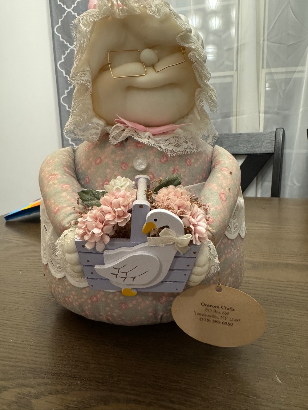Vintage Onteora Collection Jean Volker Grandma Doll Goose Flowers Handmade Decor